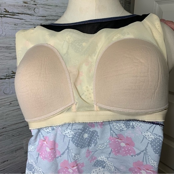 ILE Moorea Gray Floral Tankini Feminine Bathing Swim Top Built In Bra  Sz XL - Picture 7 of 15